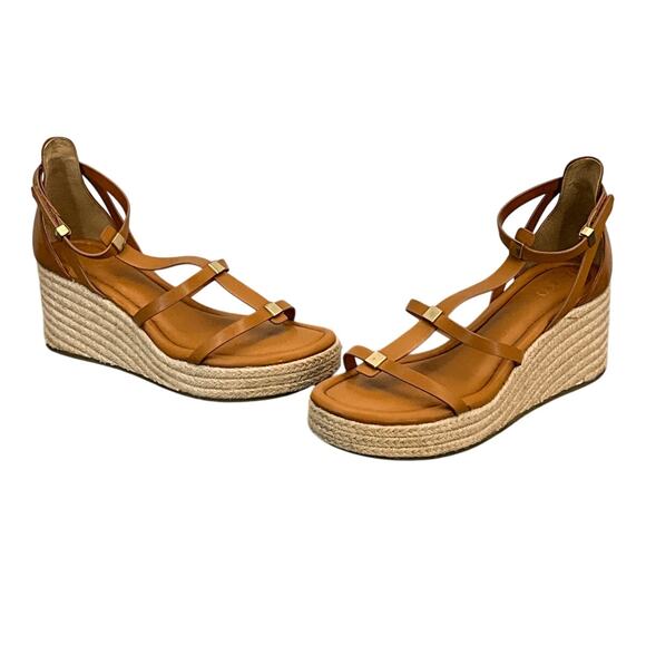 Franco Sarto Brown Leather Gladiator Strappy Platform 3" Wedge Sandal Women 10 - Picture 4 of 9